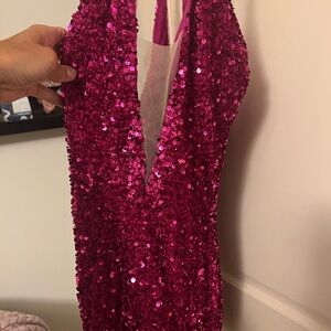 Sherri Hill Fuchsia Sequin Dress